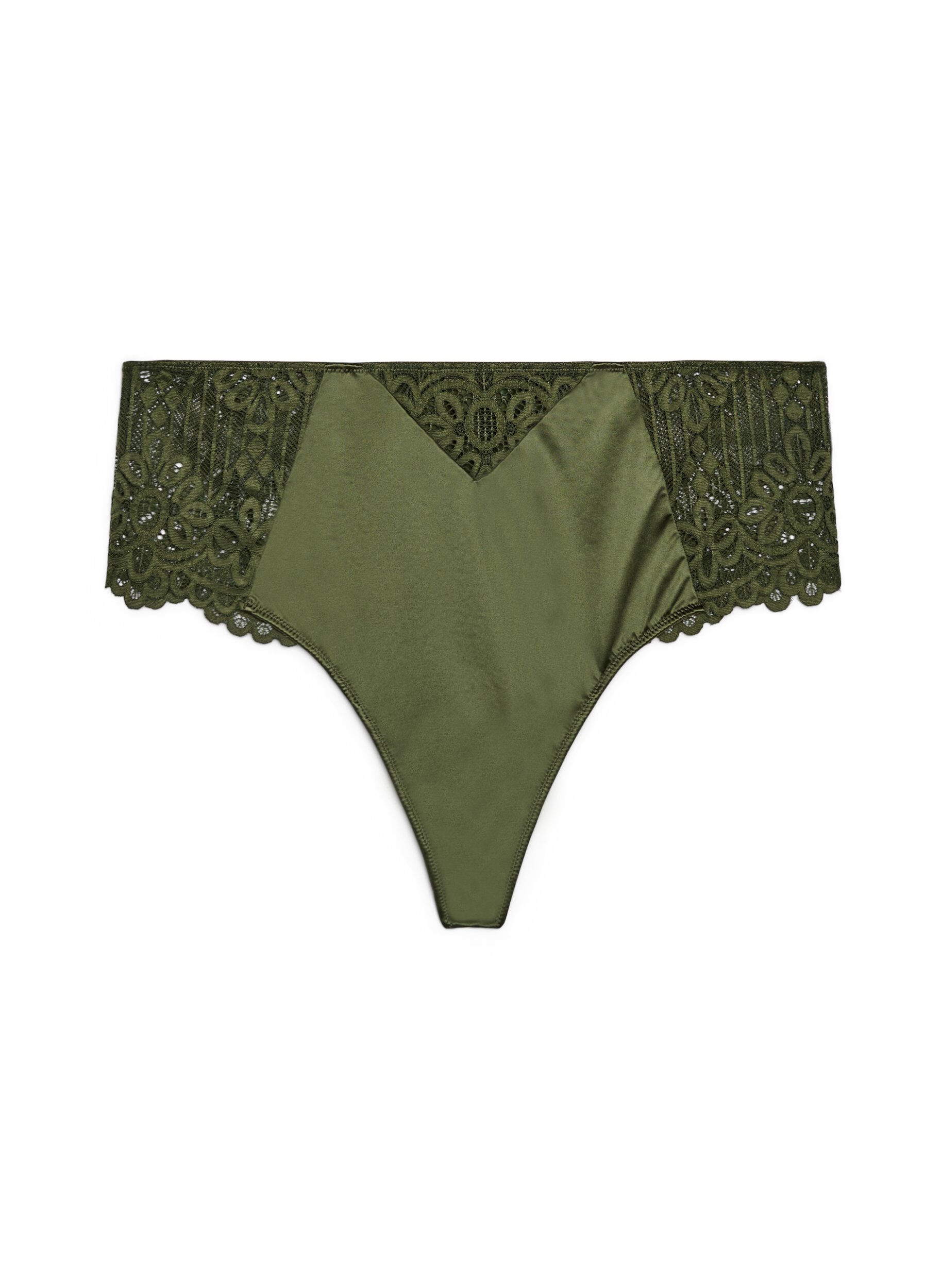 ZizziHipster-String mit Spitze und Mikrofaser, Gr&uuml;n, Packshot image number 0