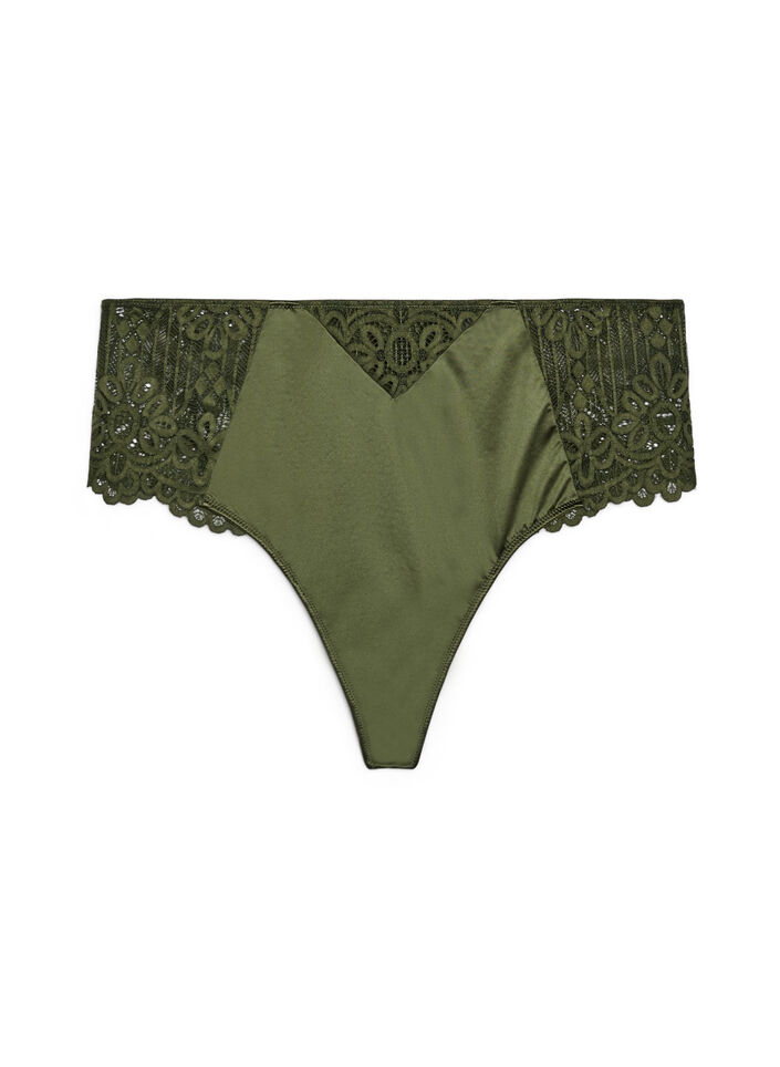 Hipster-String mit Spitze und Mikrofaser, Gr&uuml;n, Packshot image number 0