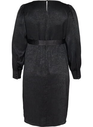 Kleid mit Struktur und Puffärmeln, Black, Packshot image number 1