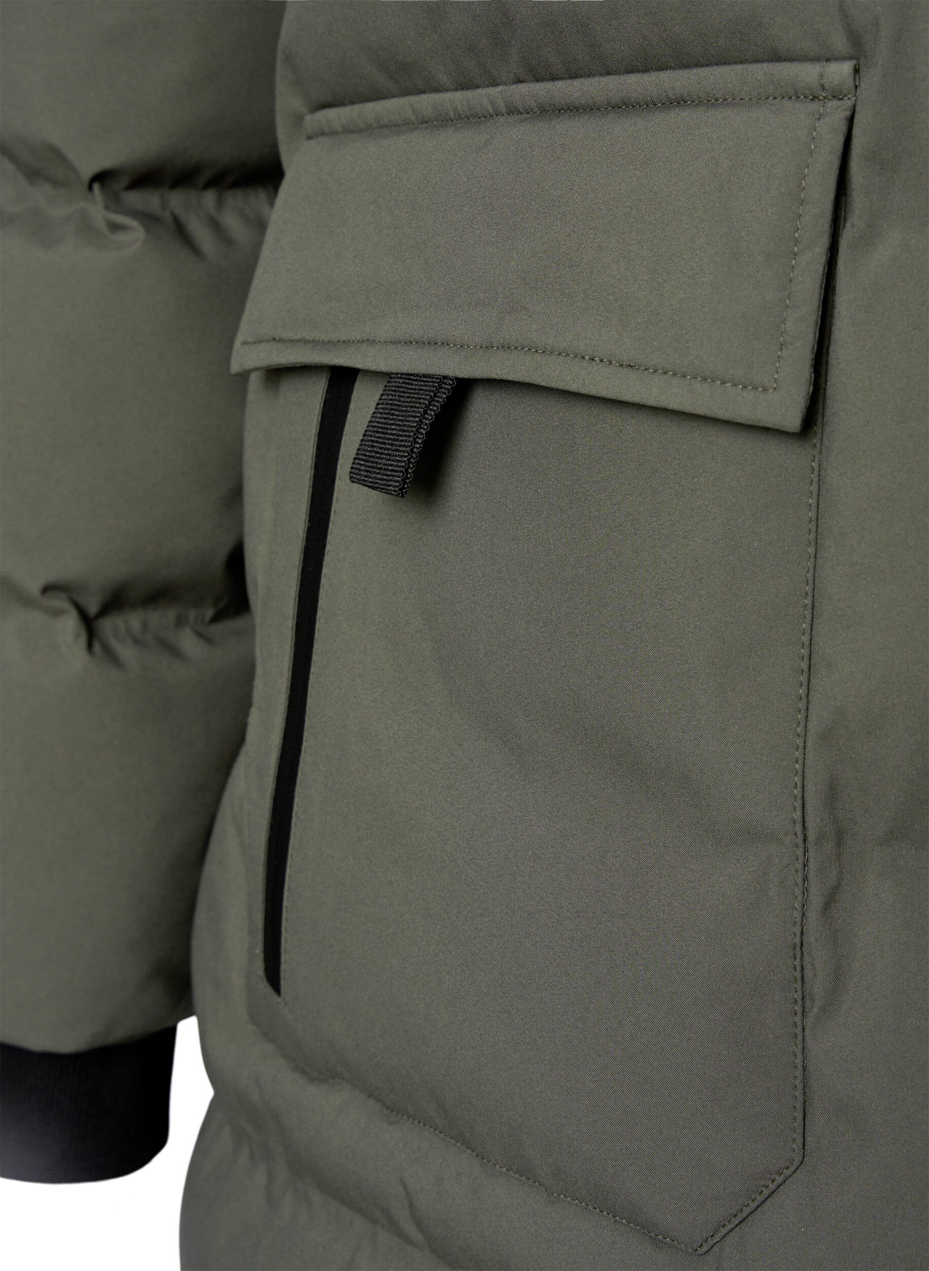 ZizziPuffermantel mit Kapuze und Taschen, Gr&uuml;n, Packshot image number 3