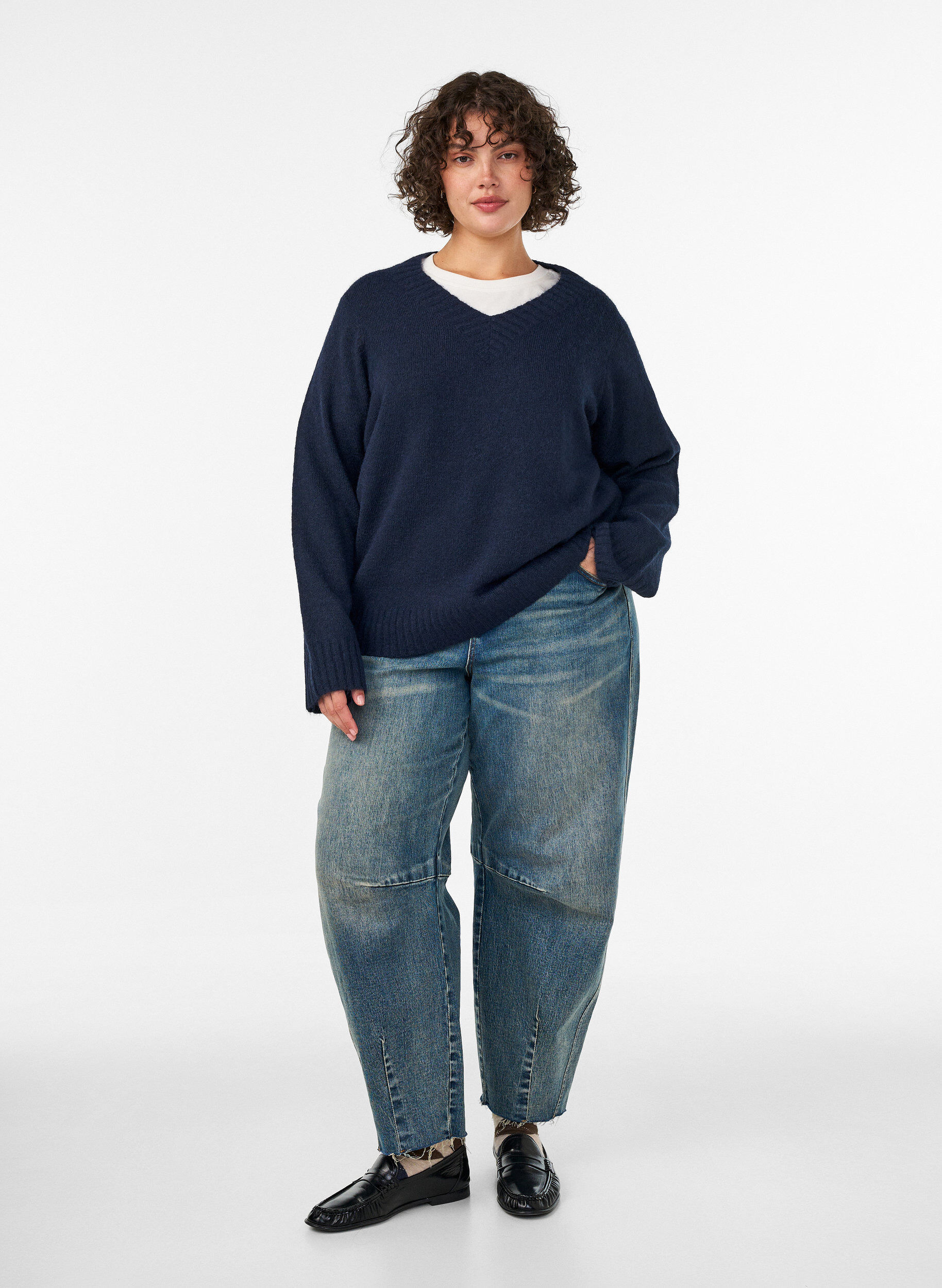 ZizziPullover mit V-Ausschnitt, Blau, Model image number 1