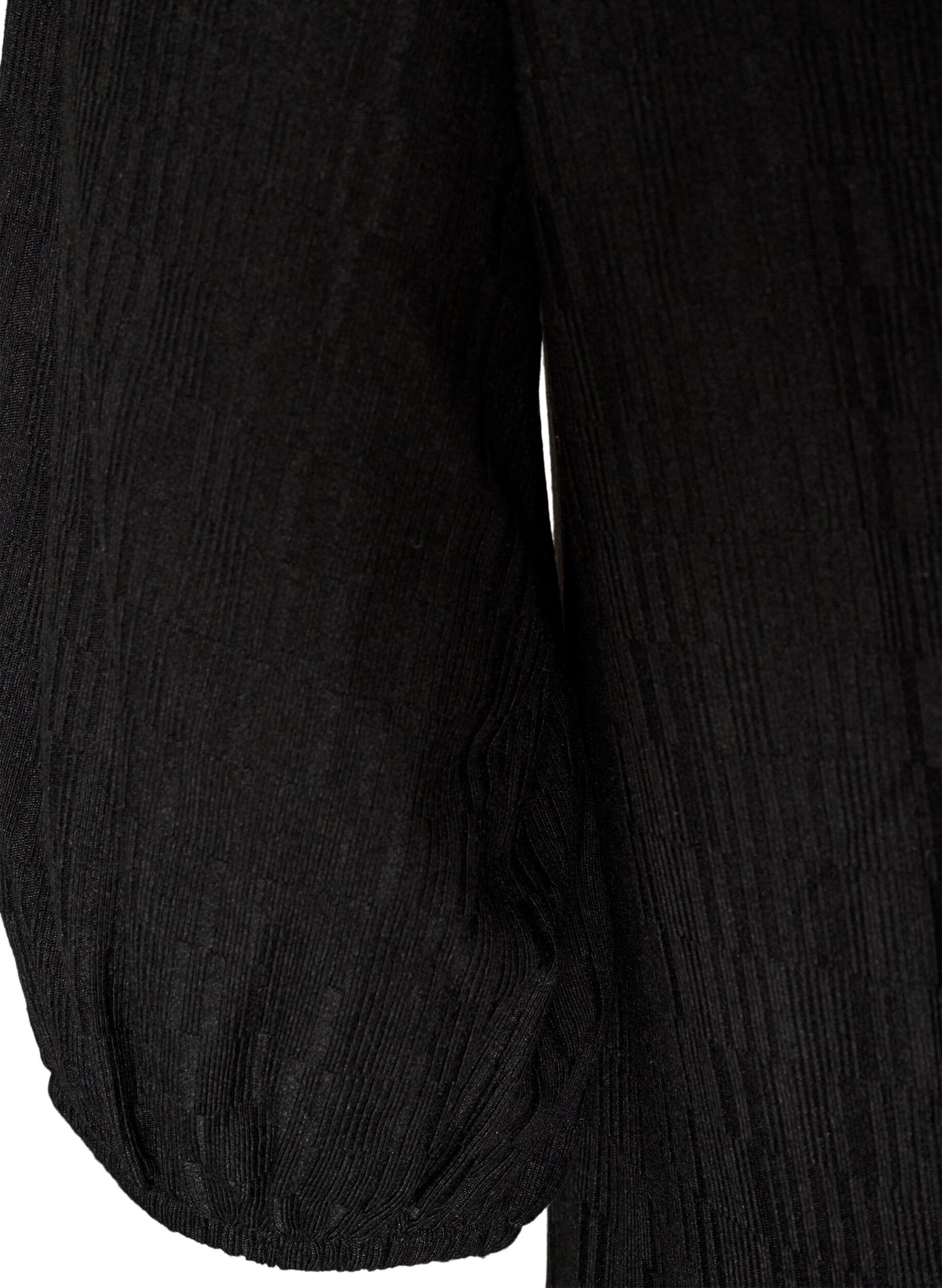 ZizziKleid in Ballonform mit Struktur, Schwarz, Packshot image number 3