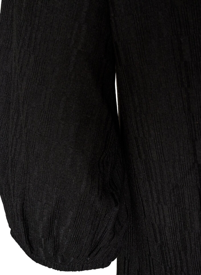 Kleid in Ballonform mit Struktur, Schwarz, Packshot image number 3