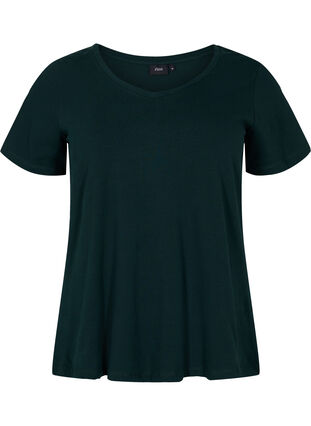 Einfarbiges basic T-Shirt aus Baumwolle, Scarab, Packshot image number 0
