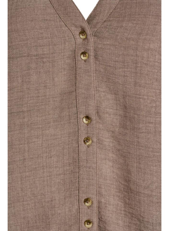 Hemdbluse mit V-Ausschnitt und kurzen &Auml;rmeln, Braun, Packshot image number 2