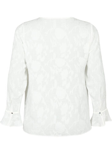 Langärmliges Hemd mit Jacquard-Look, Bright White, Packshot image number 1