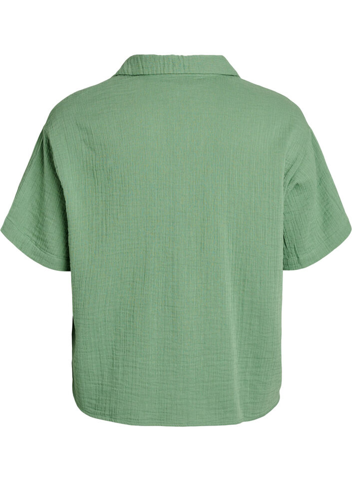 Bluse aus Baumwoll-Musselin mit kurzen &Auml;rmeln, Gr&uuml;n, Packshot image number 1