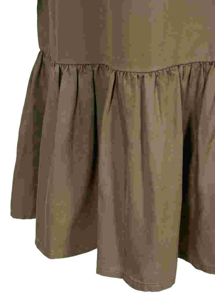 Kleid mit Rüschenbesatz und 3/4-Ärmeln, Dusty Olive, Packshot image number 3