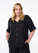 Hemdbluse mit V-Ausschnitt und kurzen &Auml;rmeln, Schwarz, Model image number 0