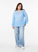 Bluse mit Stickereidetails, Blau, Model image number 1