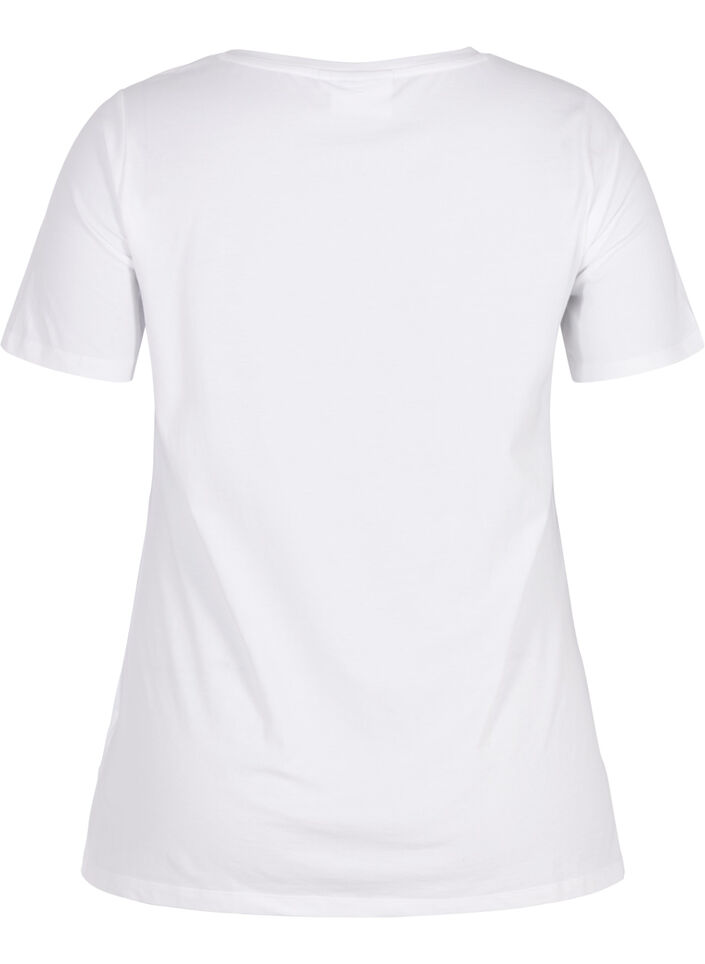 Einfarbiges Basic-T-Shirt aus Baumwolle, Wei&szlig;, Packshot image number 1