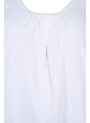 Baumwolltop mit Rundhalsausschnitt und Spitzensaum, Bright White, Packshot image number 2
