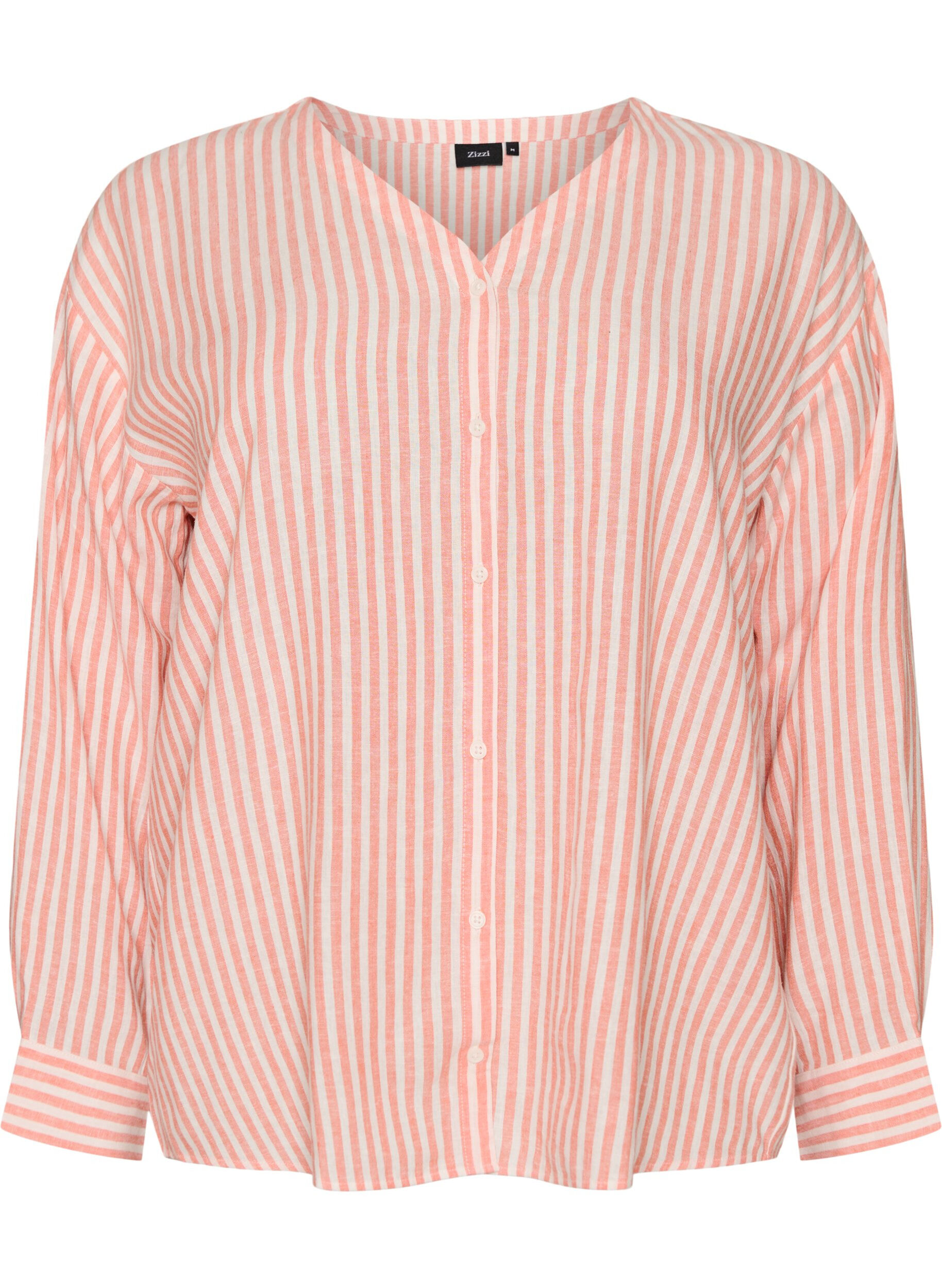 Bluse aus Leinen und Viskose mit V-Ausschnitt