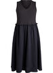 &Auml;rmelloses Midikleid aus Baumwolle mit Ripp und Musselin, Schwarz, Packshot image number 0