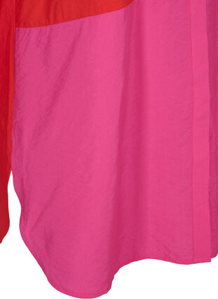 Lange Hemdbluse mit Color-Block, Pink Red Block, Packshot image number 3