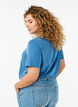 Einfarbiges basic T-Shirt aus Baumwolle, Blau, Model image number 1