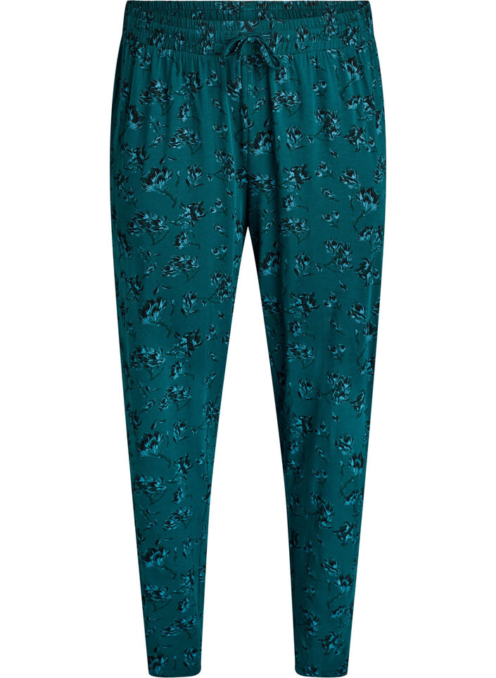 Cotton Pyjamas Hose mit Druck, T&uuml;rkis, Packshot image number 0