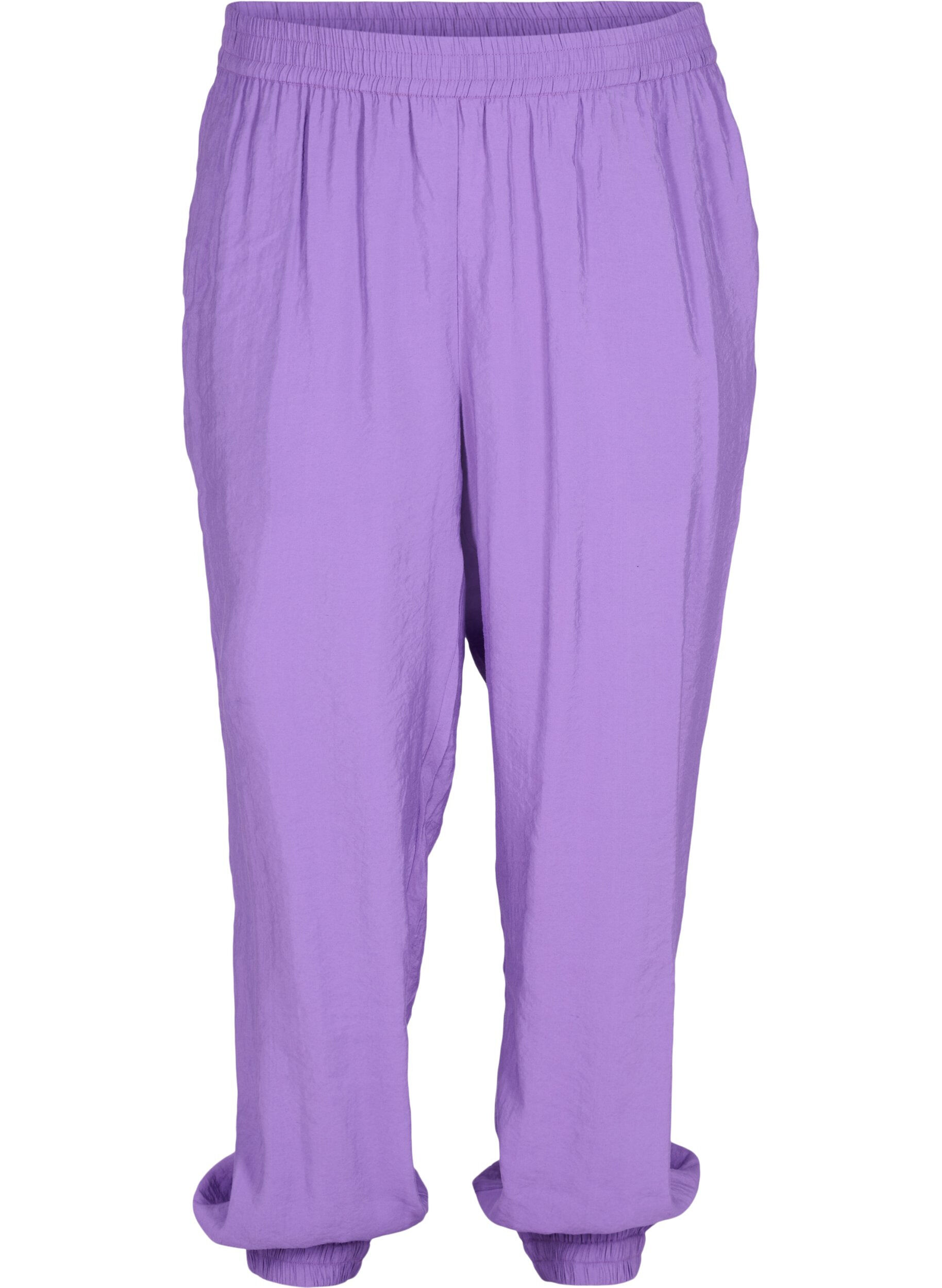 Zizzi Lockere Hose aus Viskosemischung mit elastischen Abschl&uuml;ssen, Royal Lilac, Packshot image number 0