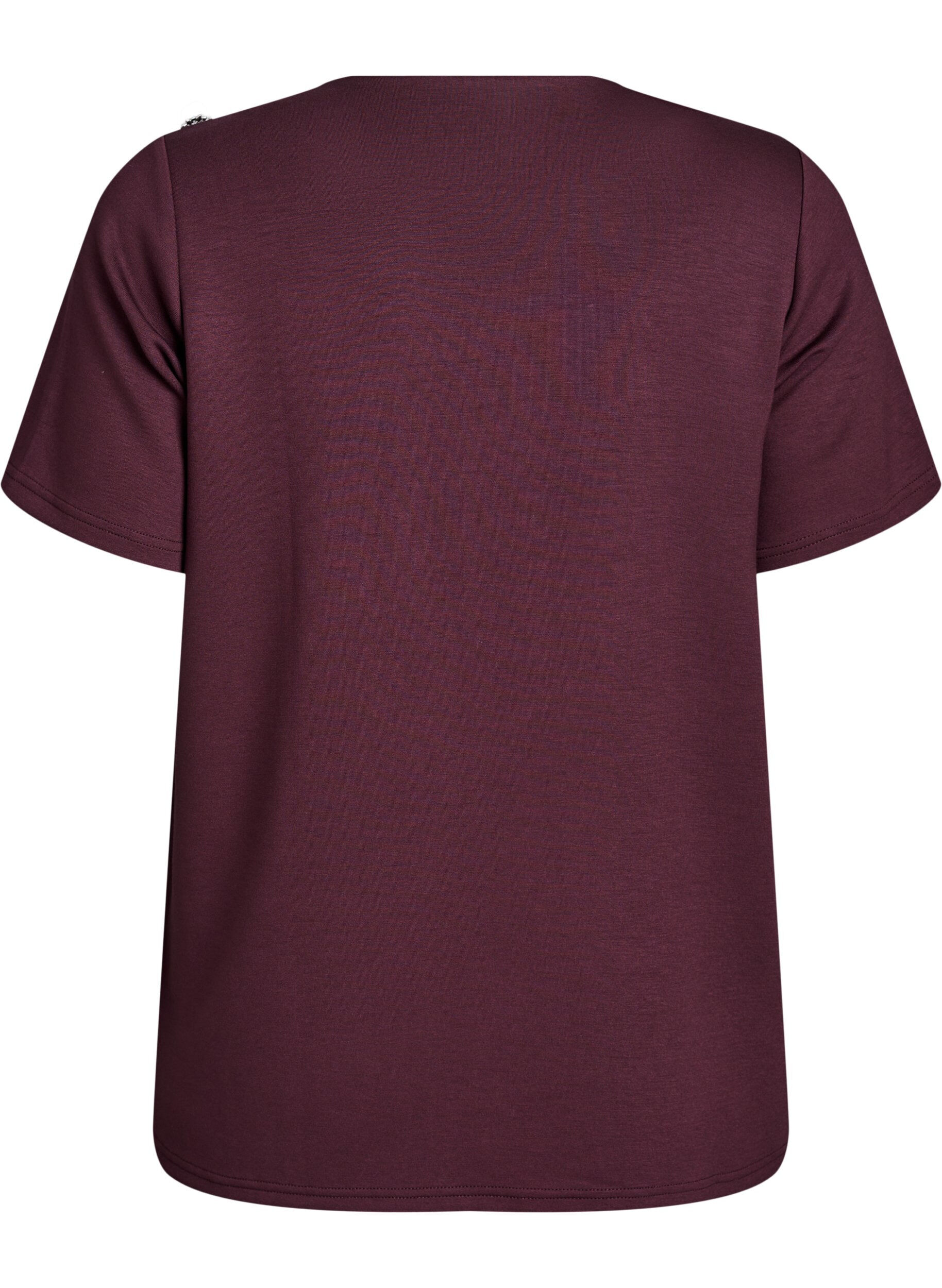 Zizzi Kurz&auml;rmelige Bluse mit Knopfdetail, Dunkles Bordeaux, Packshot image number 1