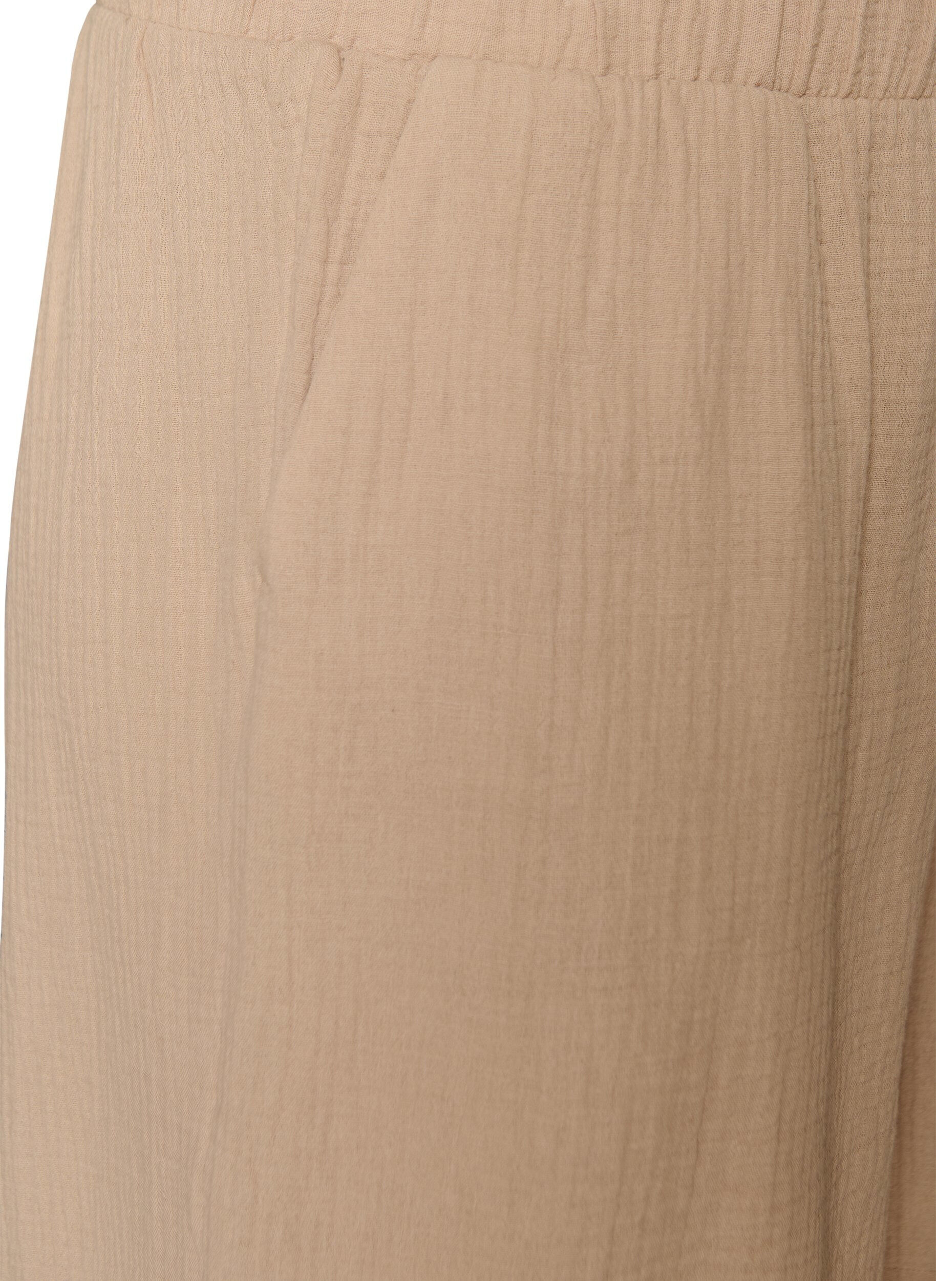Zizzi Hoch taillierte Shorts aus Baumwoll-Musselin, Beige, Packshot image number 2