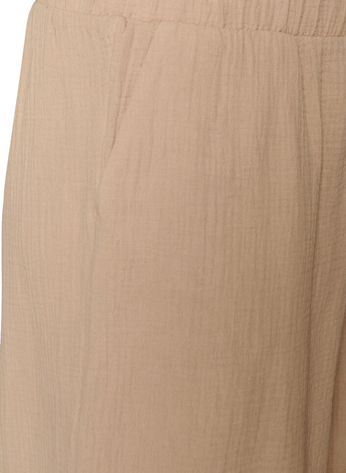 Hoch taillierte Shorts aus Baumwoll-Musselin, Beige, Packshot image number 2