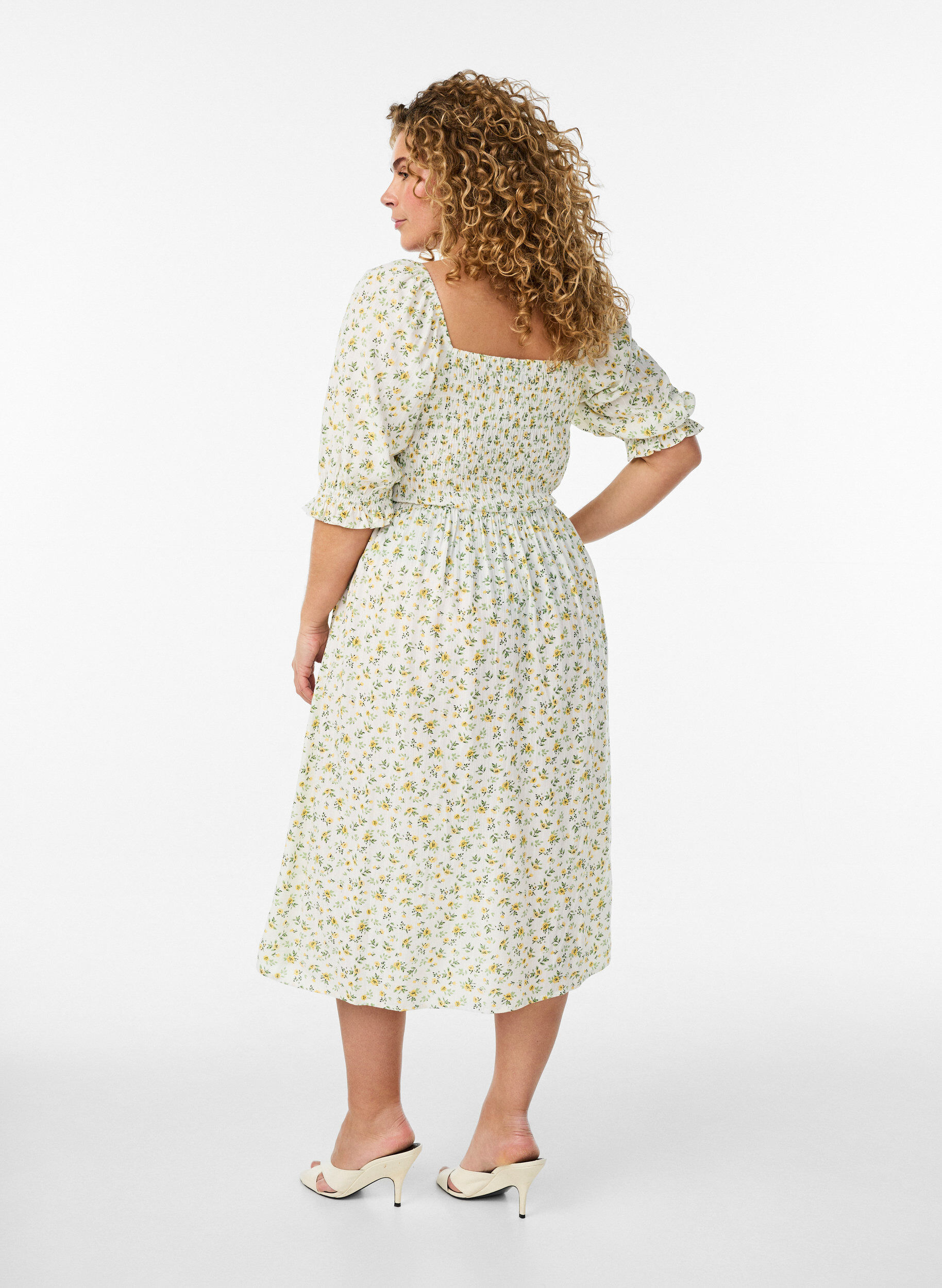 ZizziGebl&uuml;mtes Sommerkleid aus Viskose, Wei&szlig;, Model image number 1