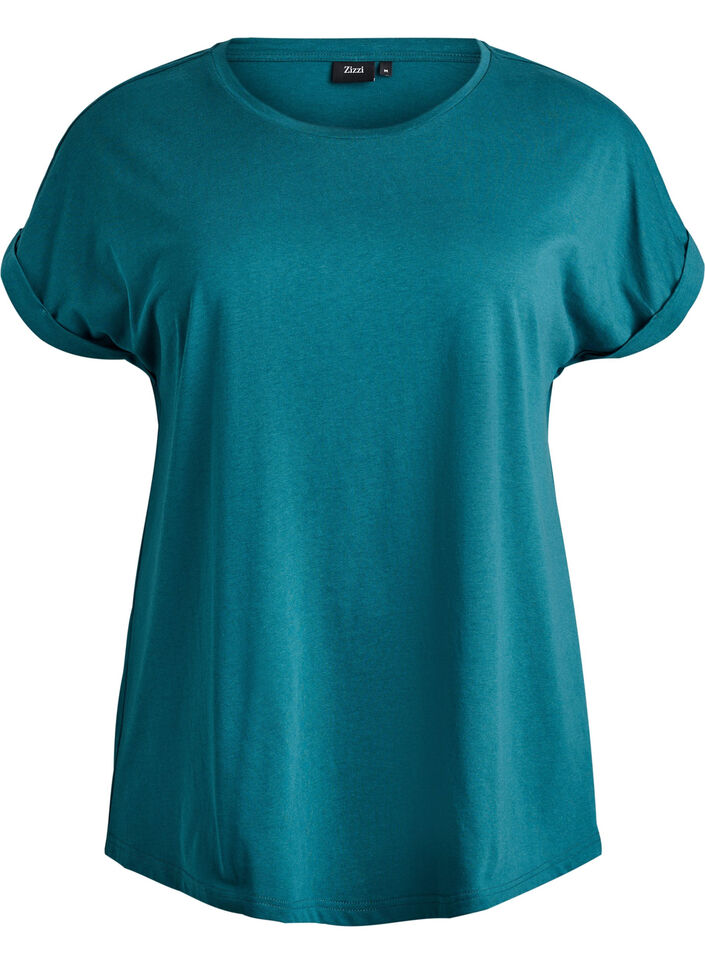 Kurz&auml;rmeliges T-Shirt aus Baumwollmischgewebe, Gr&uuml;n, Packshot image number 0