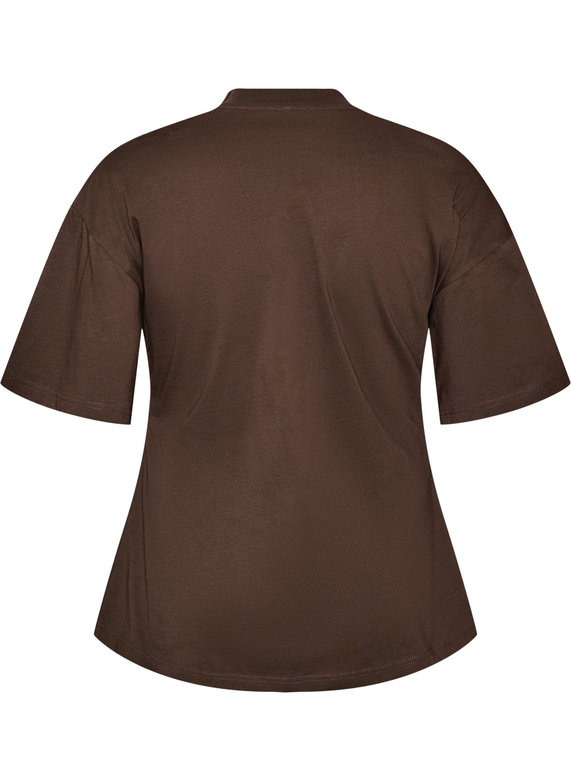 ZizziT-Shirt mit drapiertem Detail, Braun, Packshot image number 1