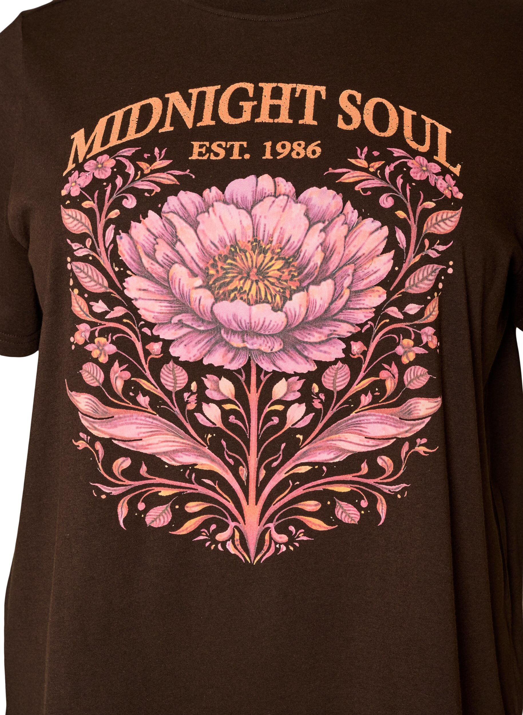 ZizziT-Shirt aus Bio-Baumwolle mit Frontprint, Braun, Packshot image number 2