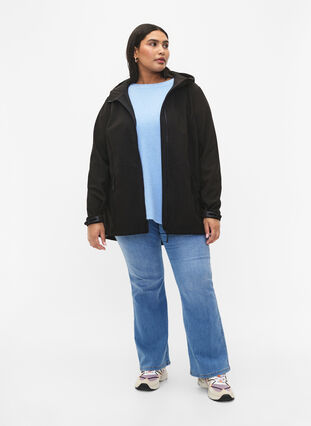 Kurze Softshell-Jacke mit Taschen, Black, Model image number 3