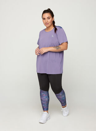 Kurzarm Trainings-T-Shirt, Purple As Sample, Model image number 2