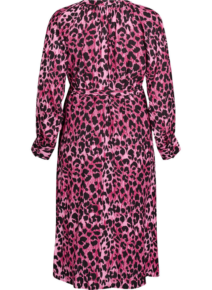 Midikleid mit Knopfleiste und Bindegürtel, Pink, Packshot image number 1