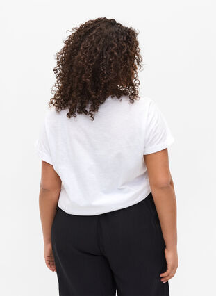 T-Shirt mit Aufdruck in Bio-Baumwolle, Bright White TEXT, Model image number 1