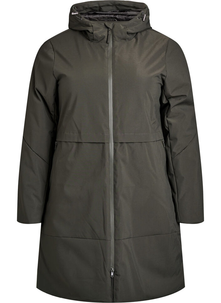 Winterjacke mit verstellbarer Taille, Gr&uuml;n, Packshot image number 0