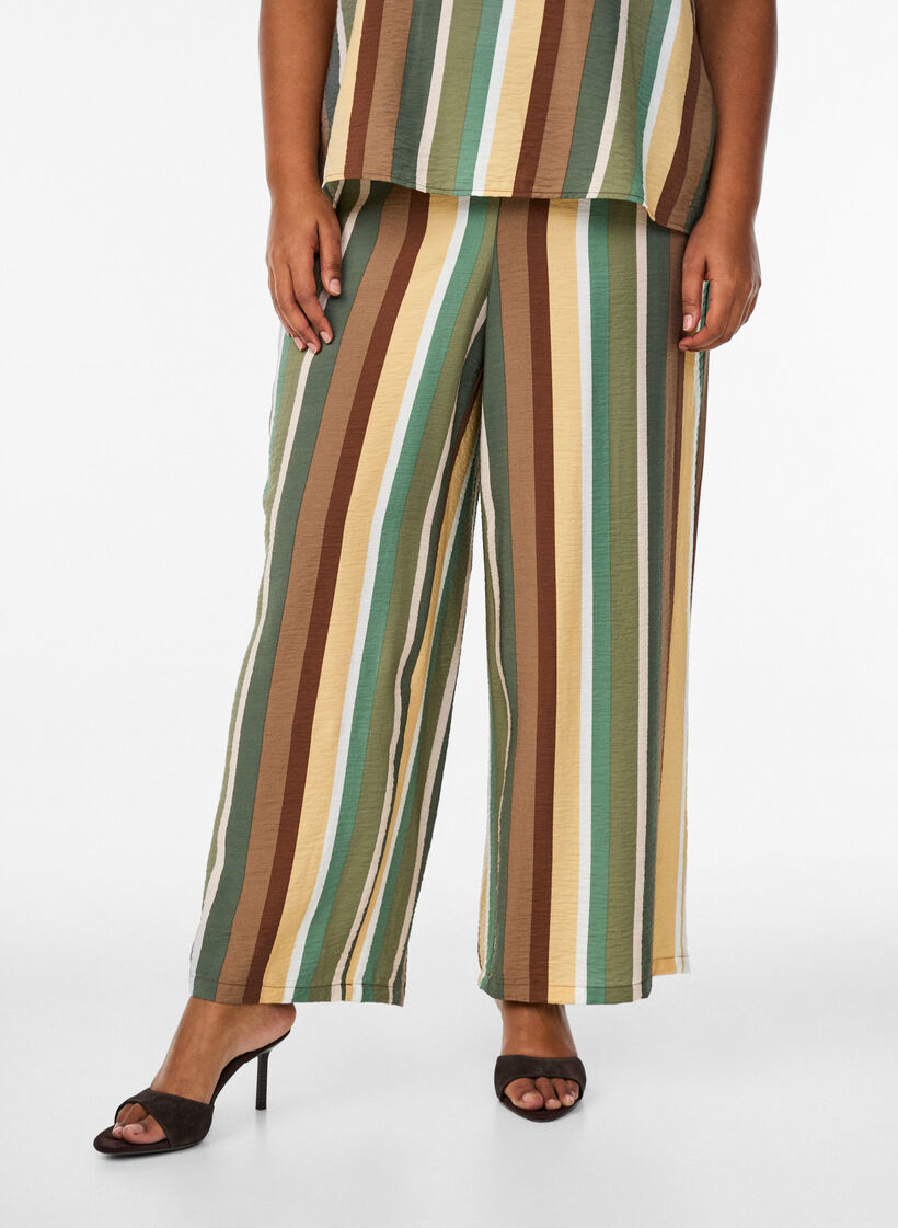 Lockere Hose aus Viskose mit Streifen, Braun, Model image number 2