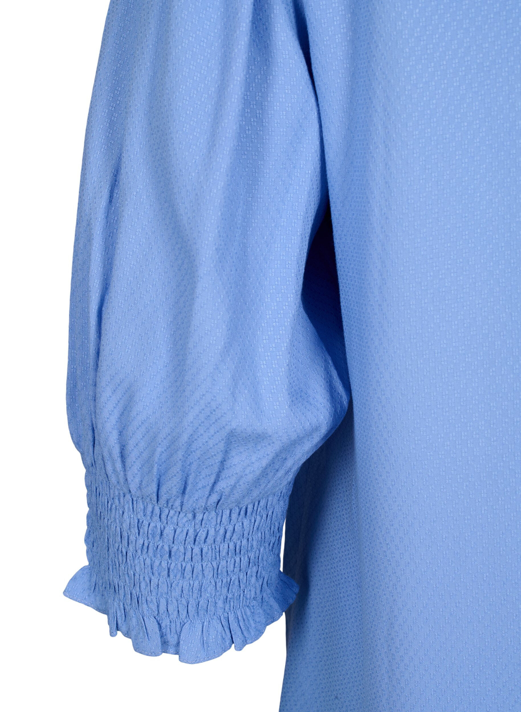 Zizzi  Viskosebluse mit Smok- und R&uuml;schendetail, Cornflower Blue, Packshot image number 3
