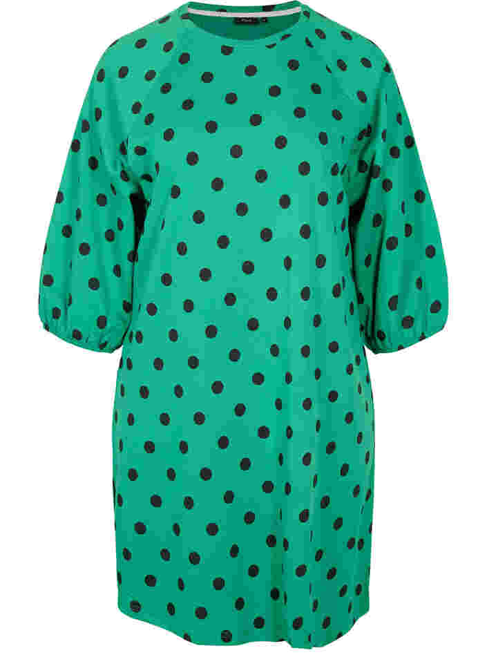 Kleid mit Punktmustern und 3/4 Ärmeln, Jolly Green Dot, Packshot