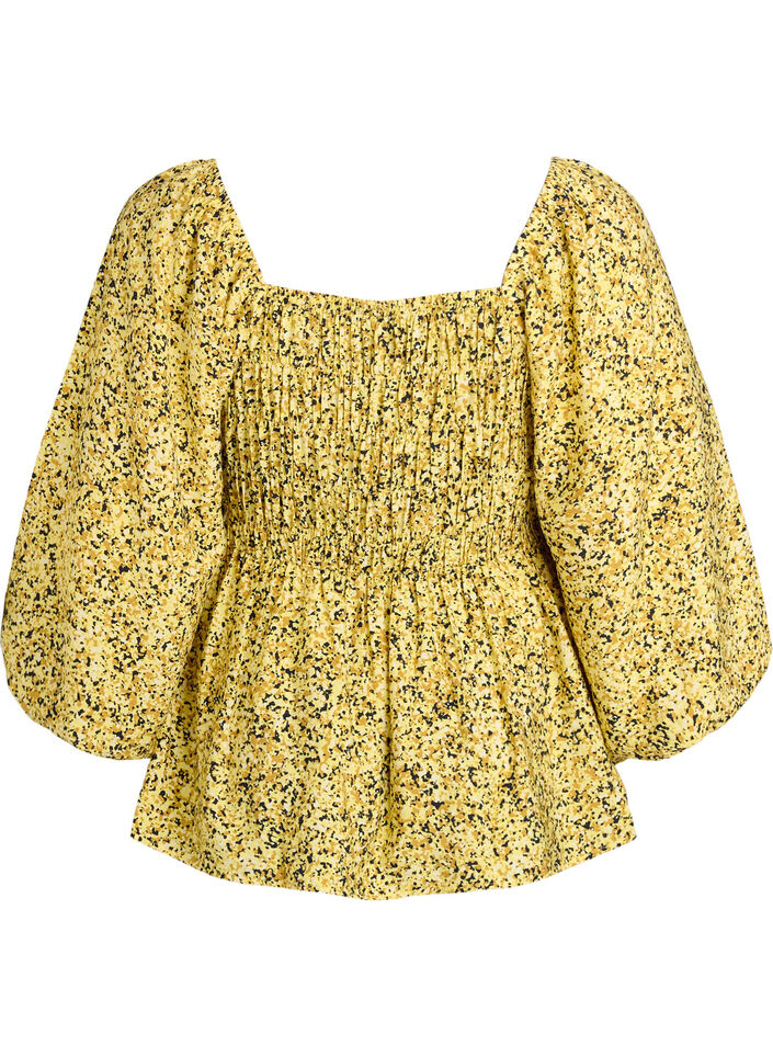 Bluse mit Smock und Karree-Ausschnitt, Gelb, Packshot image number 1