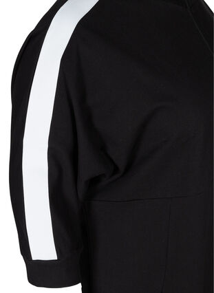 Baumwoll-Sweatkleid mit Reißverschluss und 3/4 Ärmeln, Black, Packshot image number 3