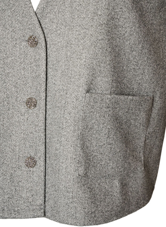 Weste mit V-Ausschnitt und Kn&ouml;pfen, Grau, Packshot image number 2