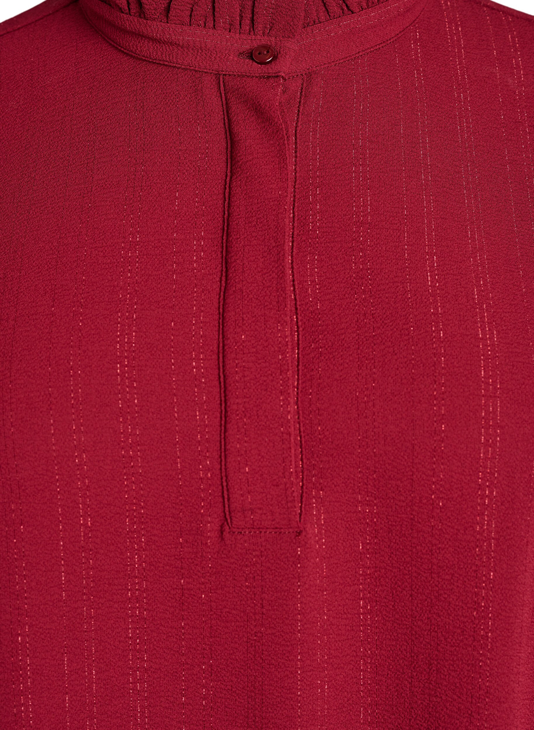 Zizzi Kurzes Kleid mit R&uuml;schen und Glitzer , Dunkles Bordeaux, Packshot image number 2