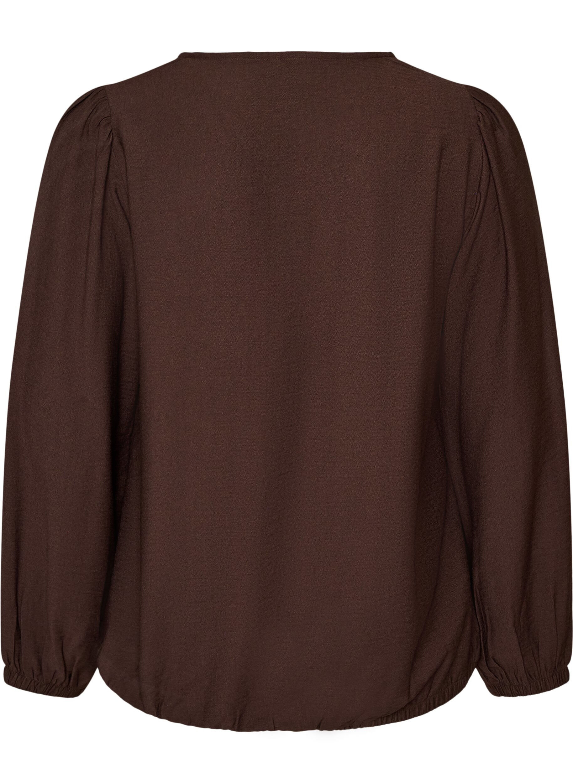 ZizziViskosebluse mit V-Ausschnitt und Ballonform, Braun, Packshot image number 1