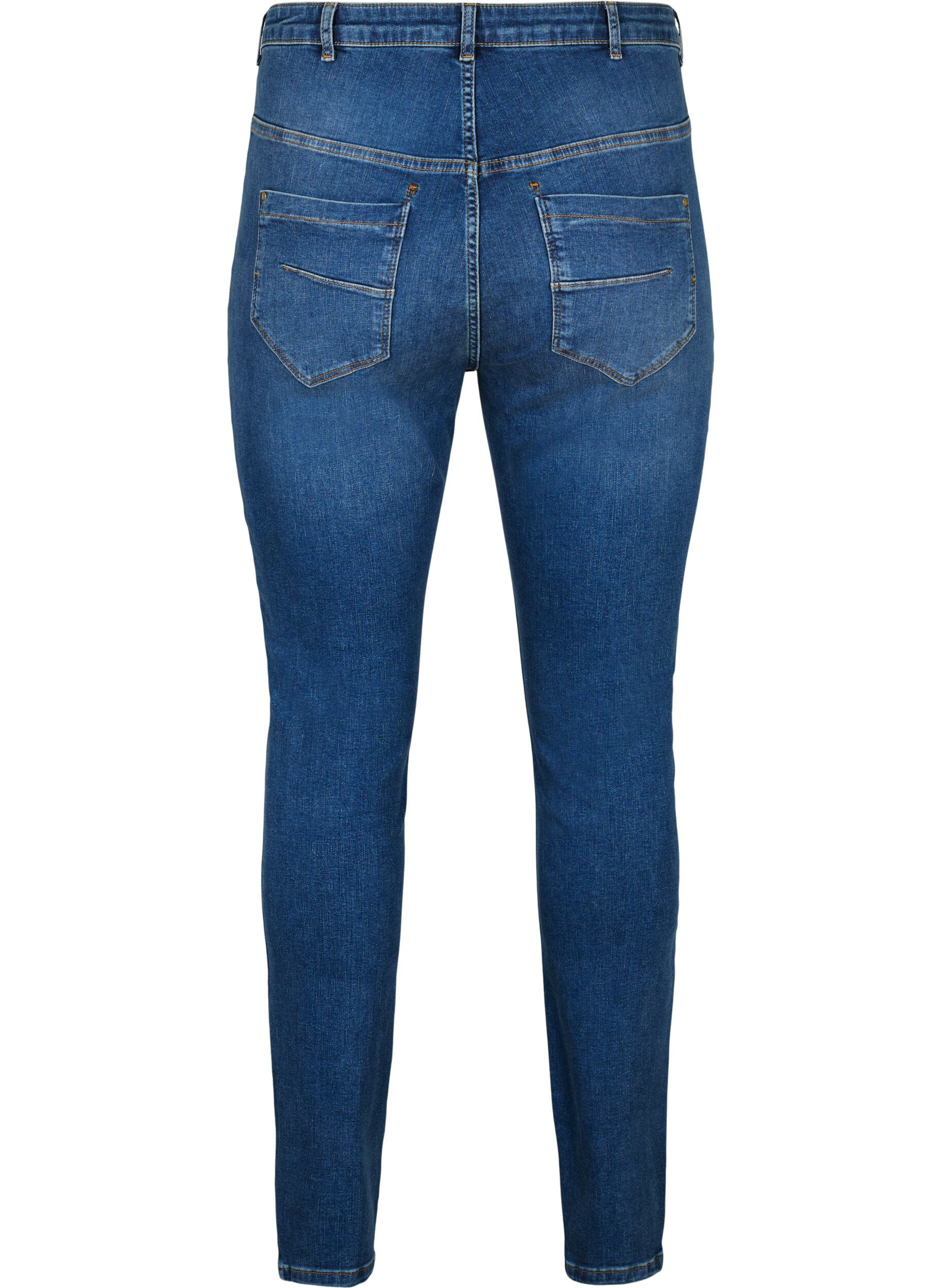 Zizzi Super schlanke Amy Jeans mit hoher Taille, Blue denim, Packshot image number 1