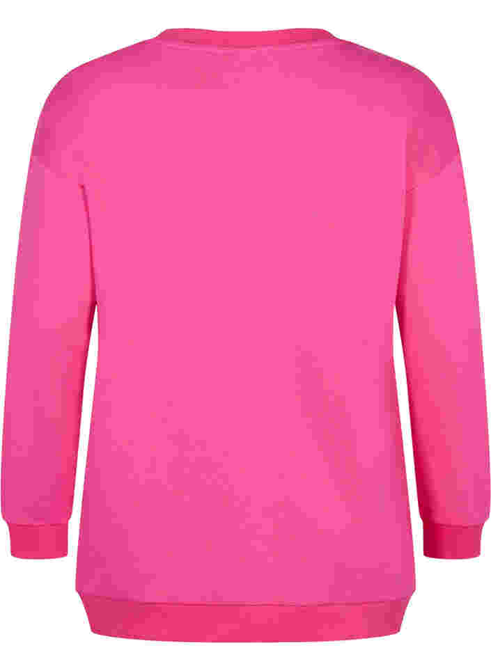 Sweatshirt aus Baumwolle mit Print, Fuchsia Purple, Packshot image number 1