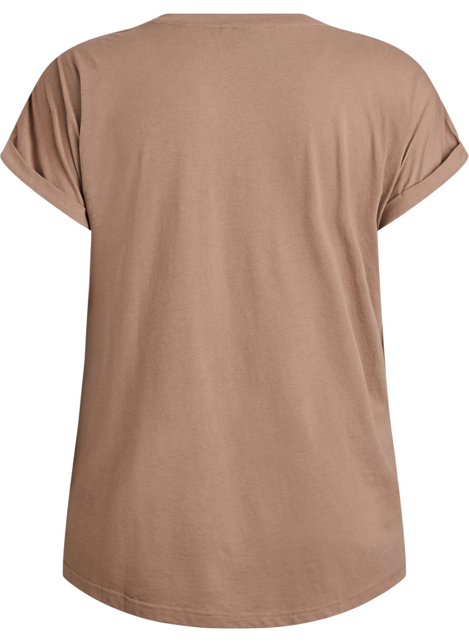 ZizziKurz&auml;rmeliges T-Shirt aus Baumwollmischgewebe, Braun, Packshot image number 1