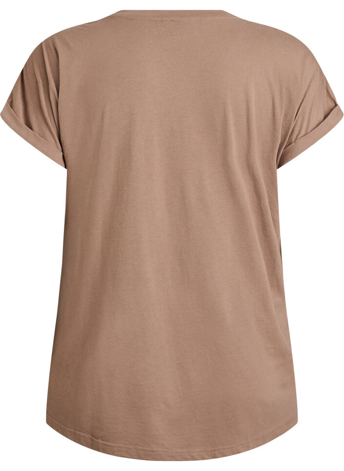 Kurz&auml;rmeliges T-Shirt aus Baumwollmischgewebe, Braun, Packshot image number 1