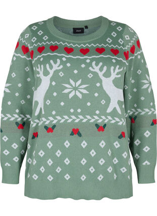 Weihnachtspullover, Hedge Green Comb, Packshot image number 0