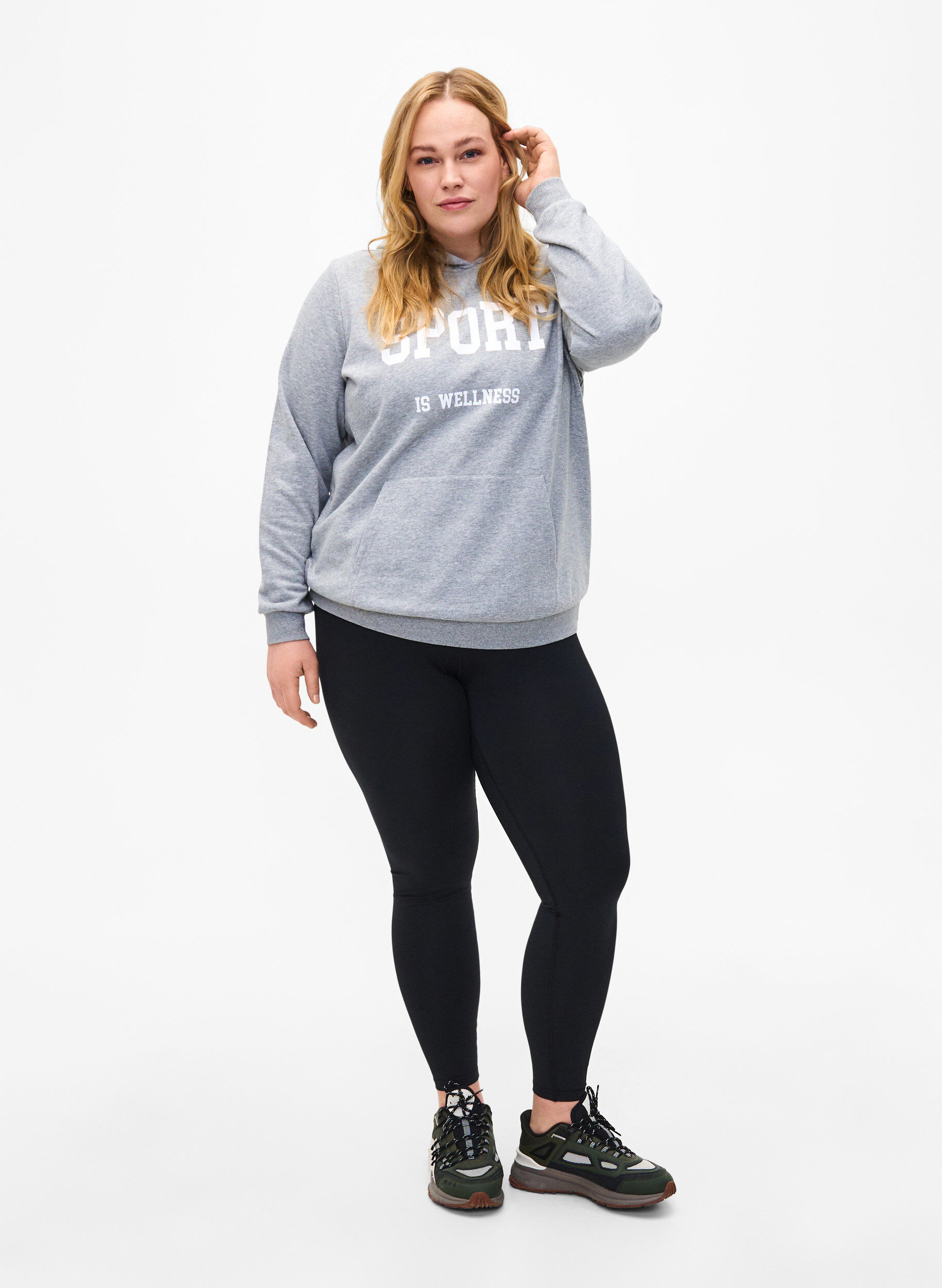Zizzi Sweat-Hoodie, Light Grey Melange, Model image number 2