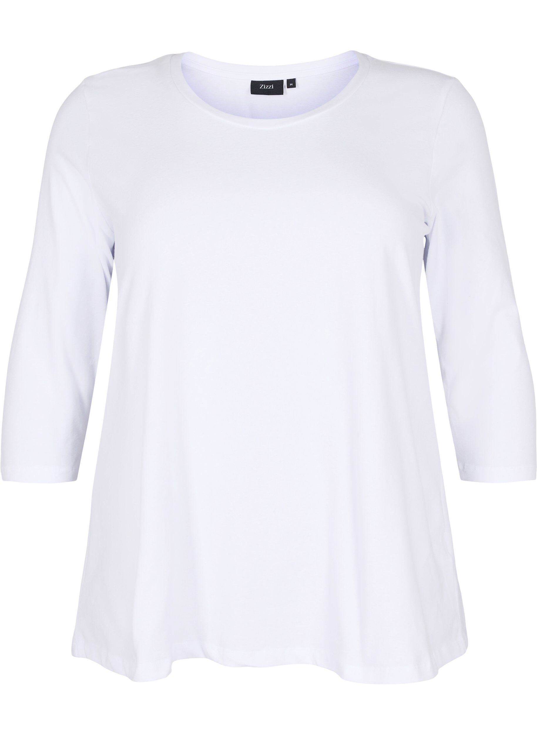 Basic T-Shirt aus Baumwolle mit 3/4-&Auml;rmeln