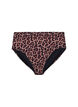 Leopard Bikinihose mit hoher Taille, Braun, Packshot image number 0